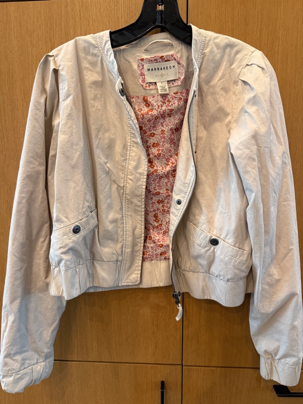 Marrakech Cropped Bomber /utility style Jacket Cream Color Size Small